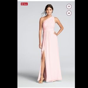 David’s Bridal One Shoulder Crinkle Chiffon Dress